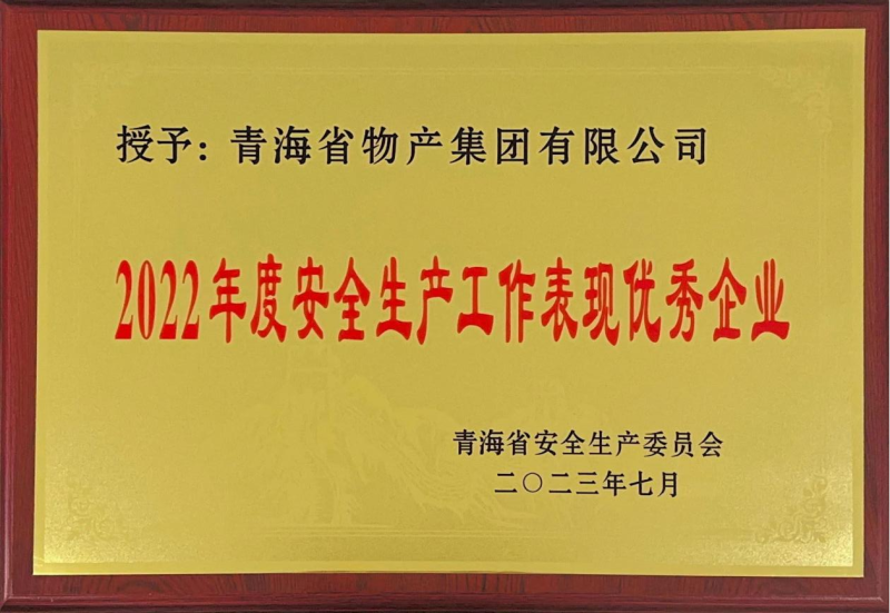 喜   報(bào)&mdash;&mdash;集團(tuán)榮獲青海省2022年度安全生產(chǎn)工作表現(xiàn)優(yōu)秀企業(yè)榮譽(yù)稱號